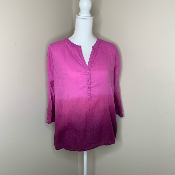 5/$25 ST. JOHNS BAY Purple Ombré 3/4 Sleeve Blouse - Picture 1 of 4